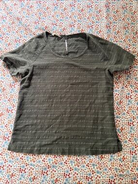 Bridge and Burn Linen Olive Striped Top